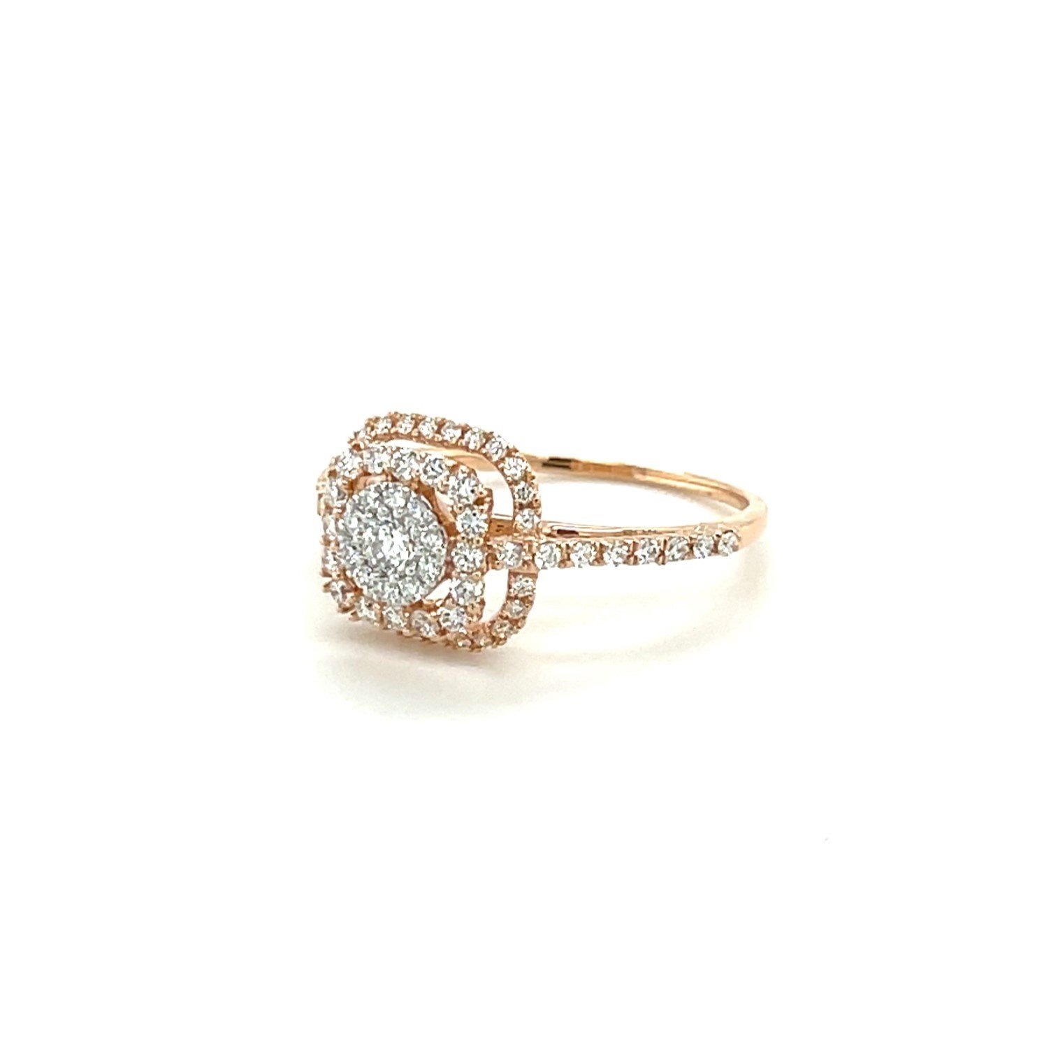 Elegant Double Halo Diamond Engagement Ring in Rose Gold